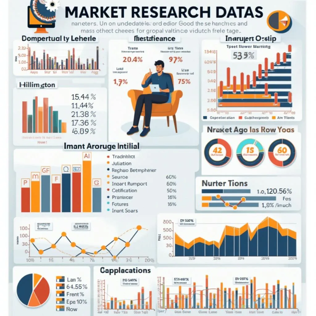 Análisis de investigación de mercado con gráficos y datos